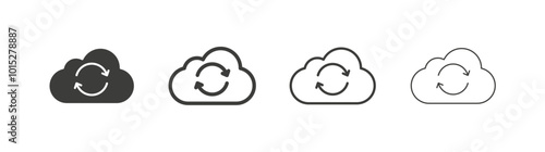 Cloud sync liner icon vector set.