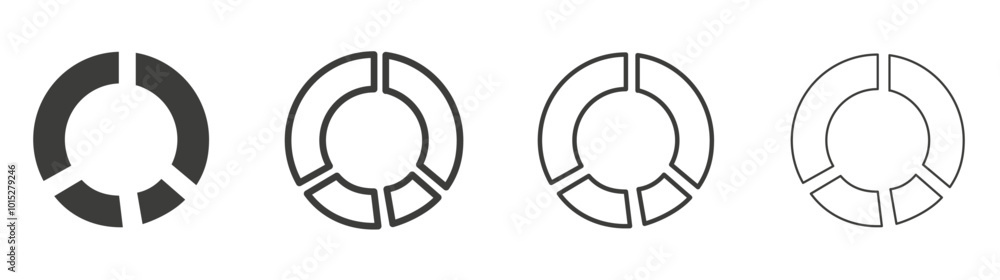 Donut chart liner icon vector set. Donut chart liner icon vector set.