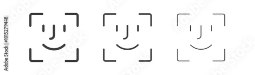 Face id liner icon vector set.