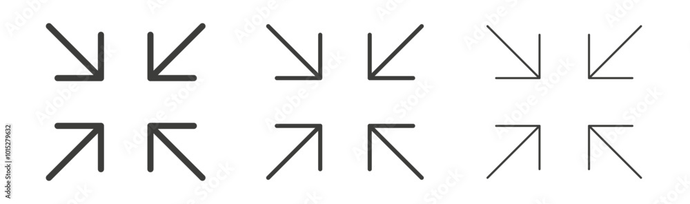 Fullscreen liner icon vector set. Fullscreen liner icon vector set.