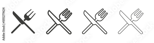 Fork and Knife liner icon vector set.