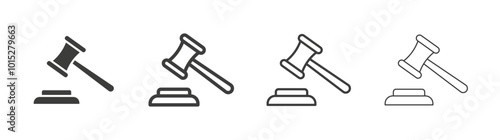 Gavel liner icon vector set.