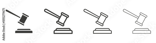 Gavel liner icon vector set.