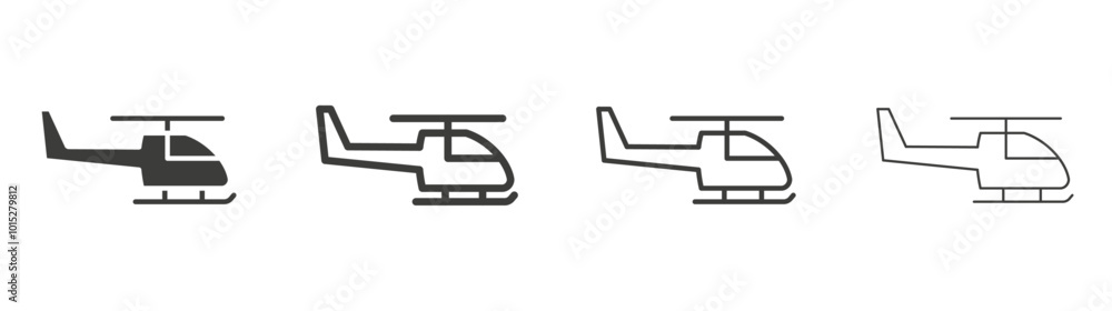 Helicopter liner icon vector set. Helicopter liner icon vector set.