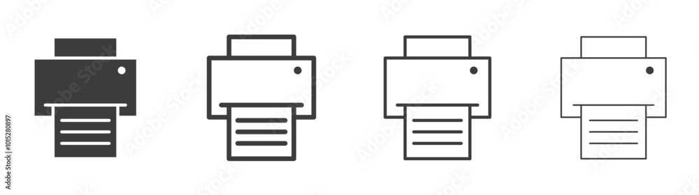 Print button liner icon vector set. Print button liner icon vector set.
