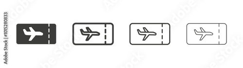 Plane Ticket liner icon vector set.
