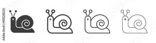 Snail liner icon vector set.