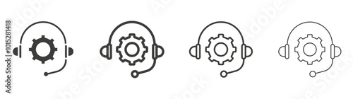 Technical support liner icon vector set.