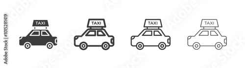 Taxi liner icon vector set.