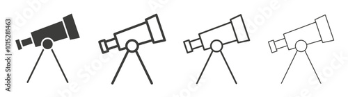 Telescope liner icon vector set.