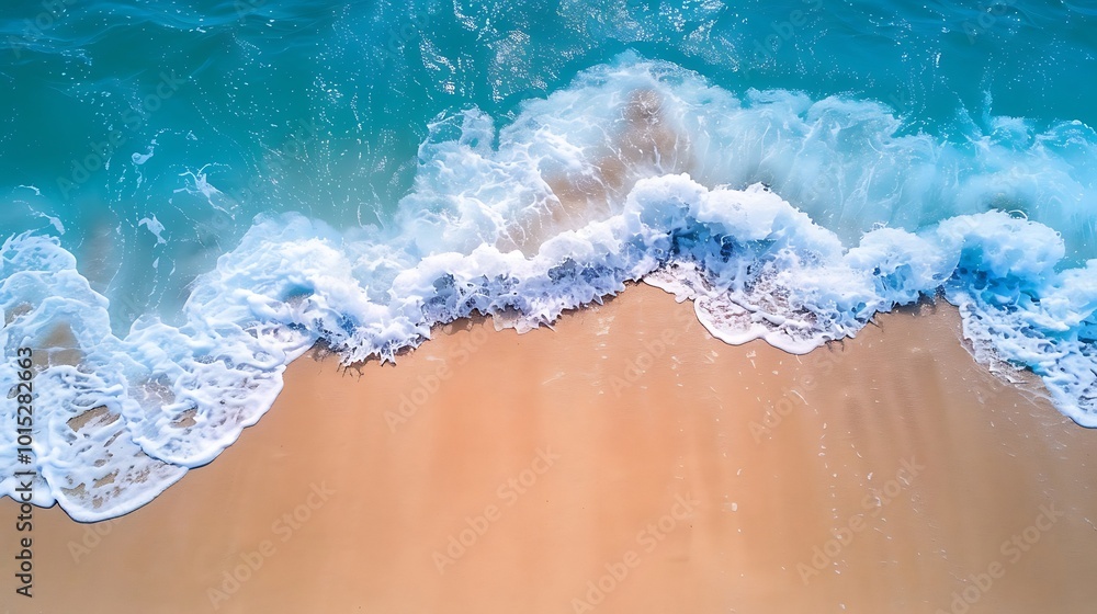 Aerial view of beautiful tropical beach and sea with sand and wave Aerial view of beautiful tropical beach and sea with sand and wave