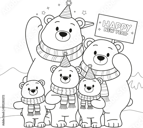 a drawing of a bear with a happy birthday sign on it