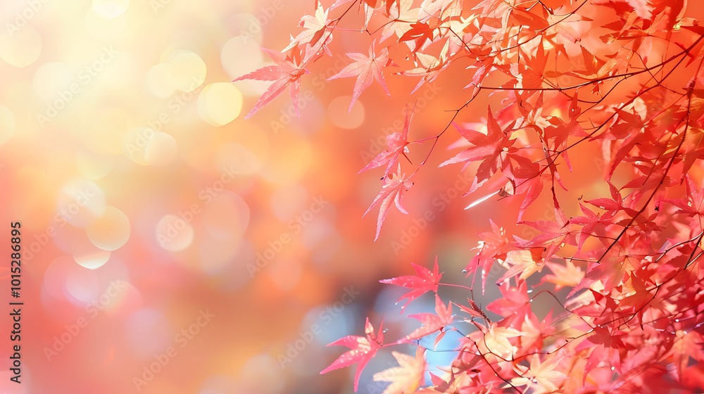 Autumn maple leaves with bokeh background, Autumn season Autumn maple leaves with bokeh background, Autumn season