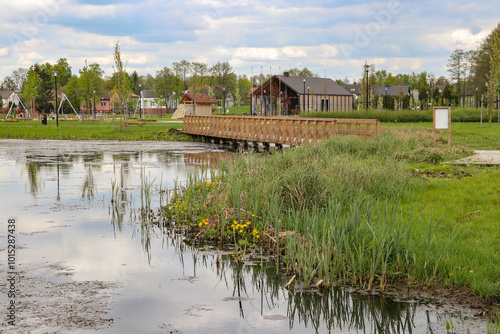 Gołotczyzna, a newly revitalized park in the Masovian Voivodeship with alleys and bridges, Poland, photo