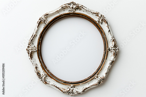 Ancient photo frame border isolated on the white background. Front view.