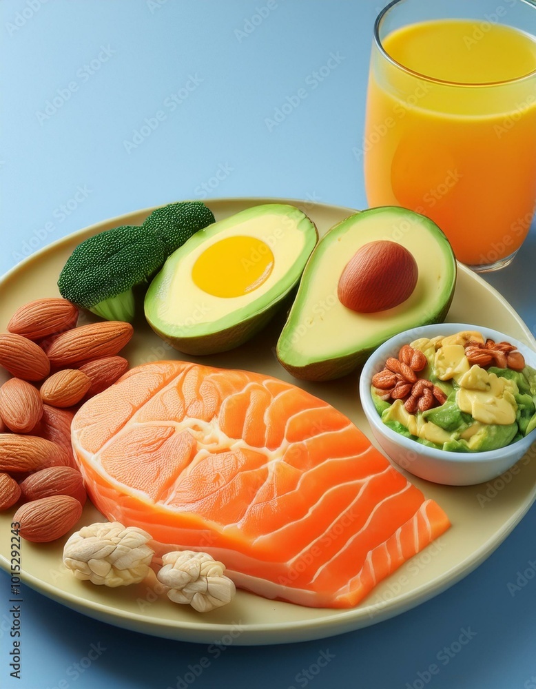 Healthy meal with salmon, avocado Healthy meal with salmon, avocado