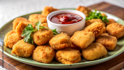 Nuggets, delicious fast food, with sauce,