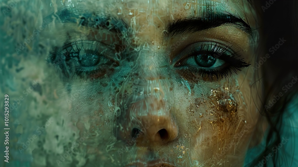 Mysterious Woman Portrait with Abstract Texture Mysterious Woman Portrait with Abstract Texture