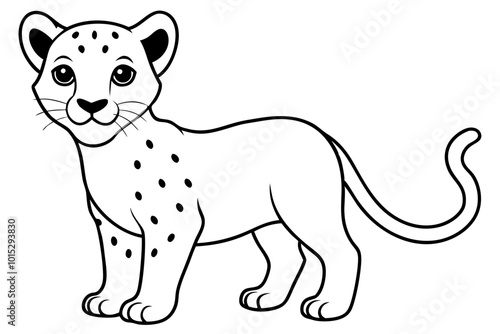 Cheetah Cub in Action Vector Illustration for Drawing Enthusiasts
 photo