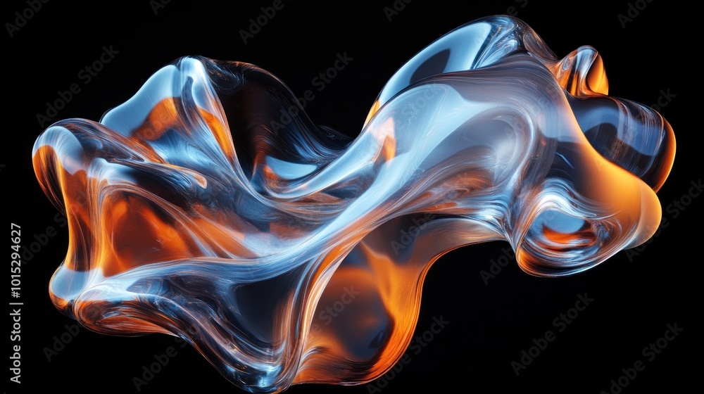 Abstract Liquid Form in Blue and Orange Hues Abstract Liquid Form in Blue and Orange Hues