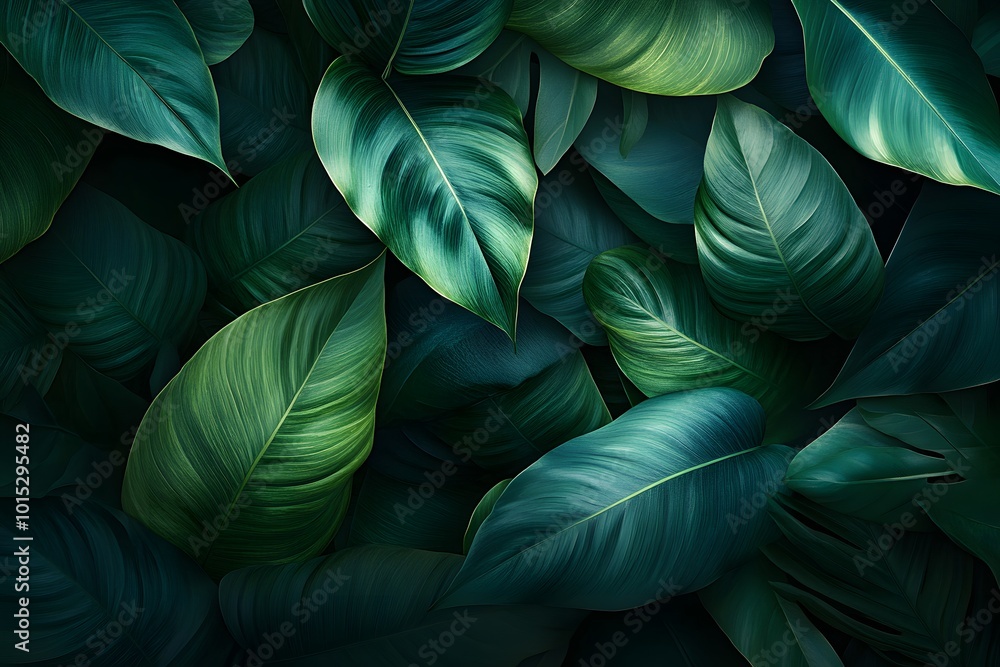 Fototapeta premium Lush green leaves texture