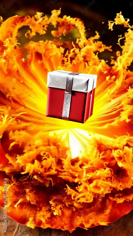 Cadeau sortant d'une citrouille qui explose.