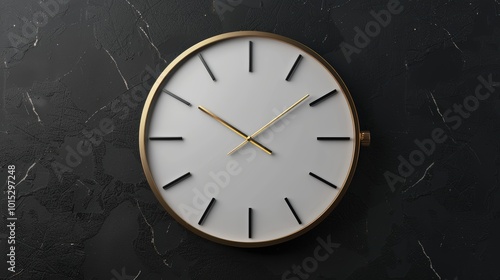 Wallpaper Mural Modern elegant white analog clock or watch on the black wooden wall Torontodigital.ca