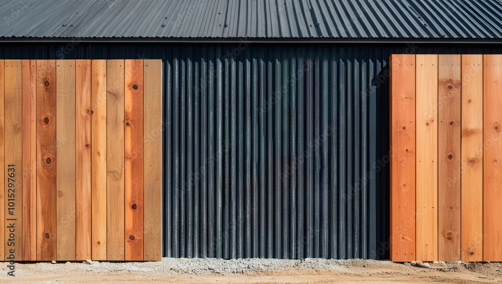 Wooden panels and a metal hangar with a contrast of textures. Wooden panels and a metal hangar with a contrast of textures.