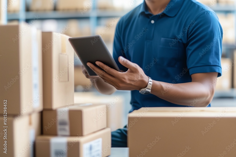 Staff verifying the accuracy of packages against the list Staff verifying the accuracy of packages against the list