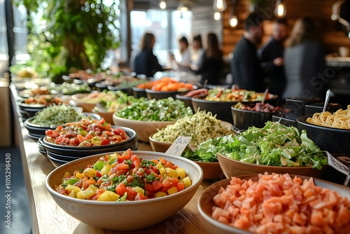 Fresh salad bar display for healthy eating