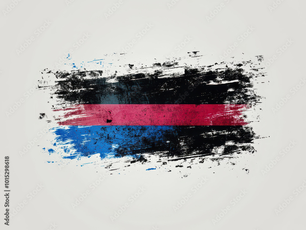 Grunge flag with blue, black, and red stripes on a white background. Grunge flag with blue, black, and red stripes on a white background.