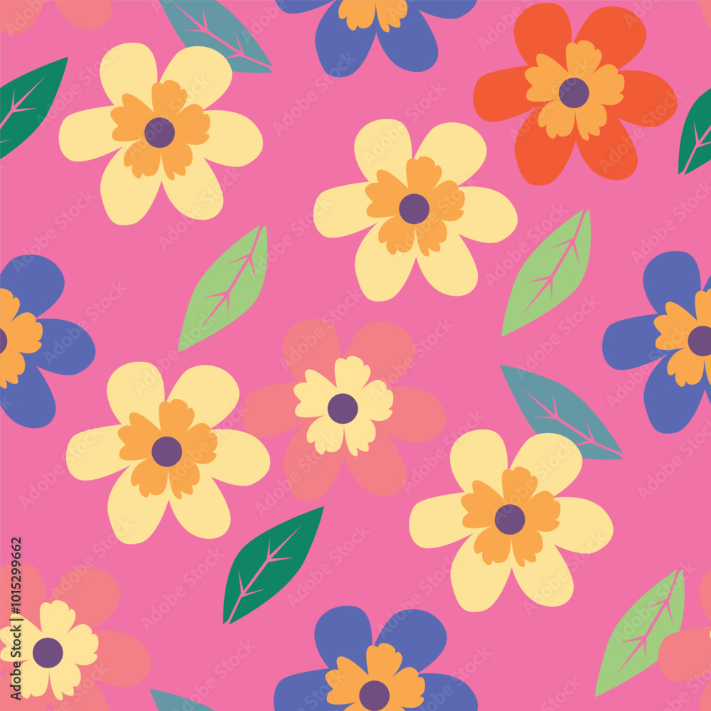 abstract multicolor a solid hibiscus blooming flowers motif arrangement with medium tone, all over vector design with cream backgroun abstract multicolor a solid hibiscus blooming flowers motif arrangement with medium tone, all over vector design with cream backgroun