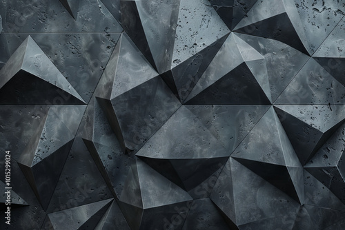 Wallpaper Mural Backdrop with contemporary abstract design featuring layered stone triangles and geometric shapes. Modern geometry background. front view. Digital 3D render. wallpaper with texture. Torontodigital.ca