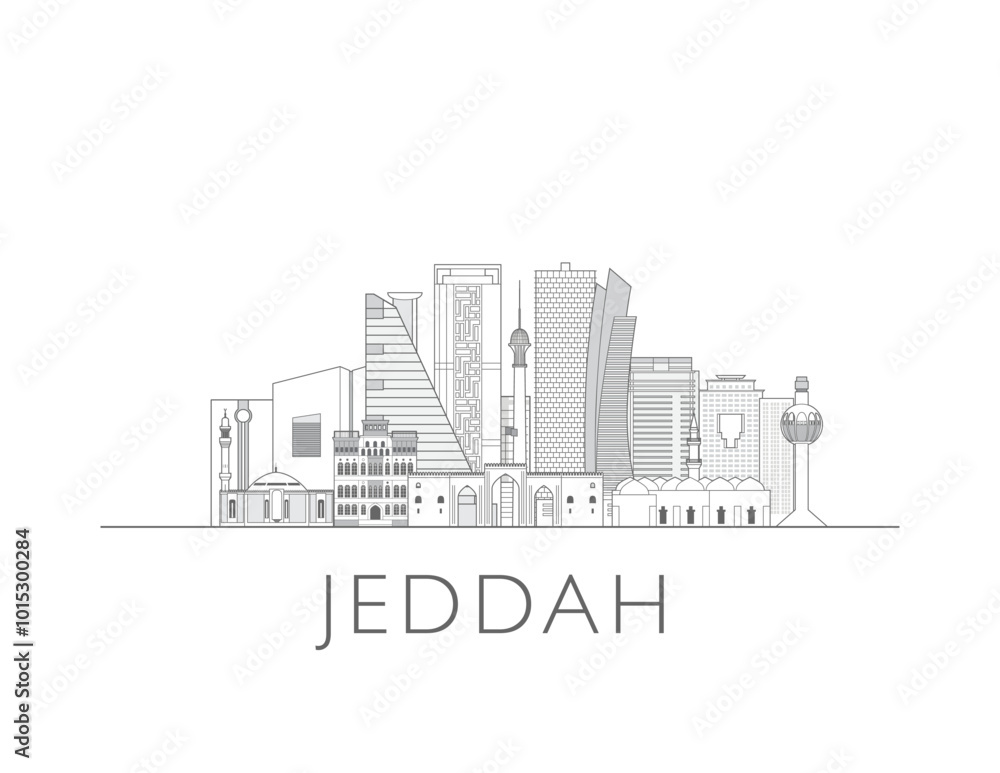 Jeddah skyline cityscape vector illustration Jeddah skyline cityscape vector illustration