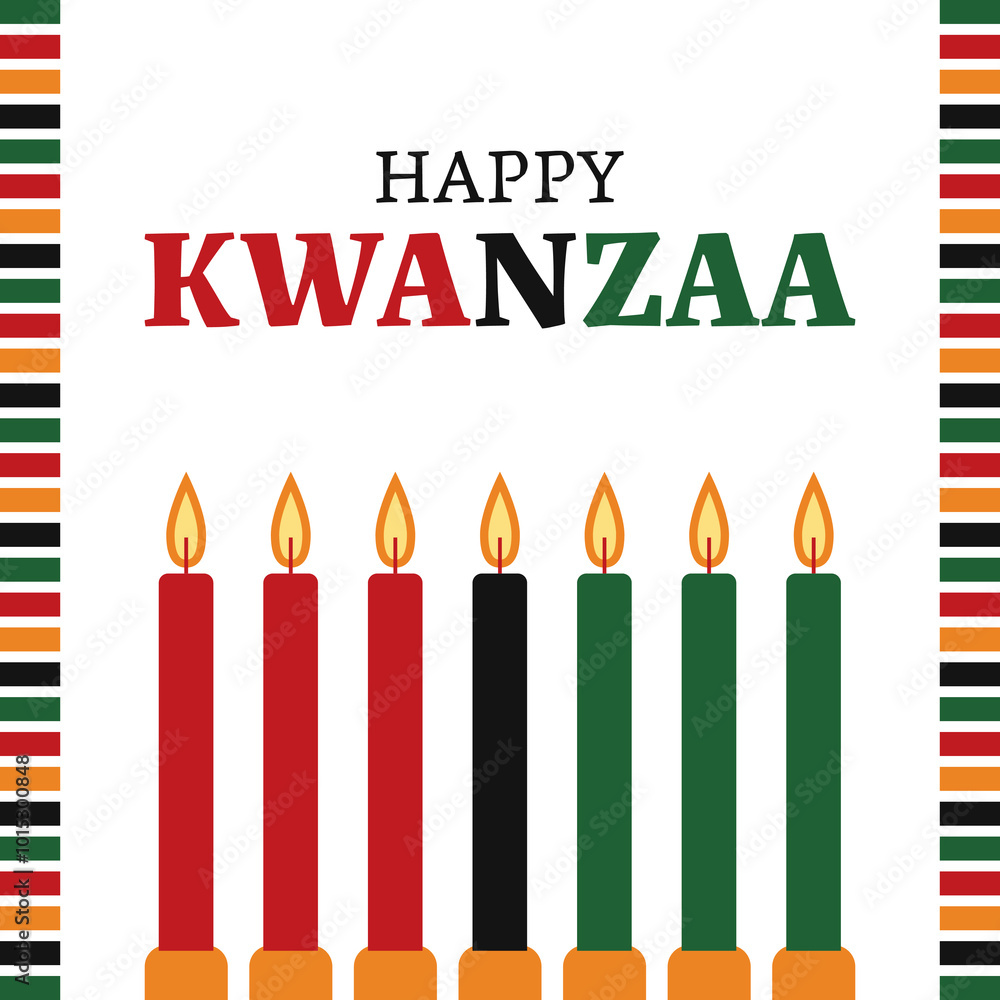Seven candles burning for kwanzaa celebration greeting card Seven candles burning for kwanzaa celebration greeting card