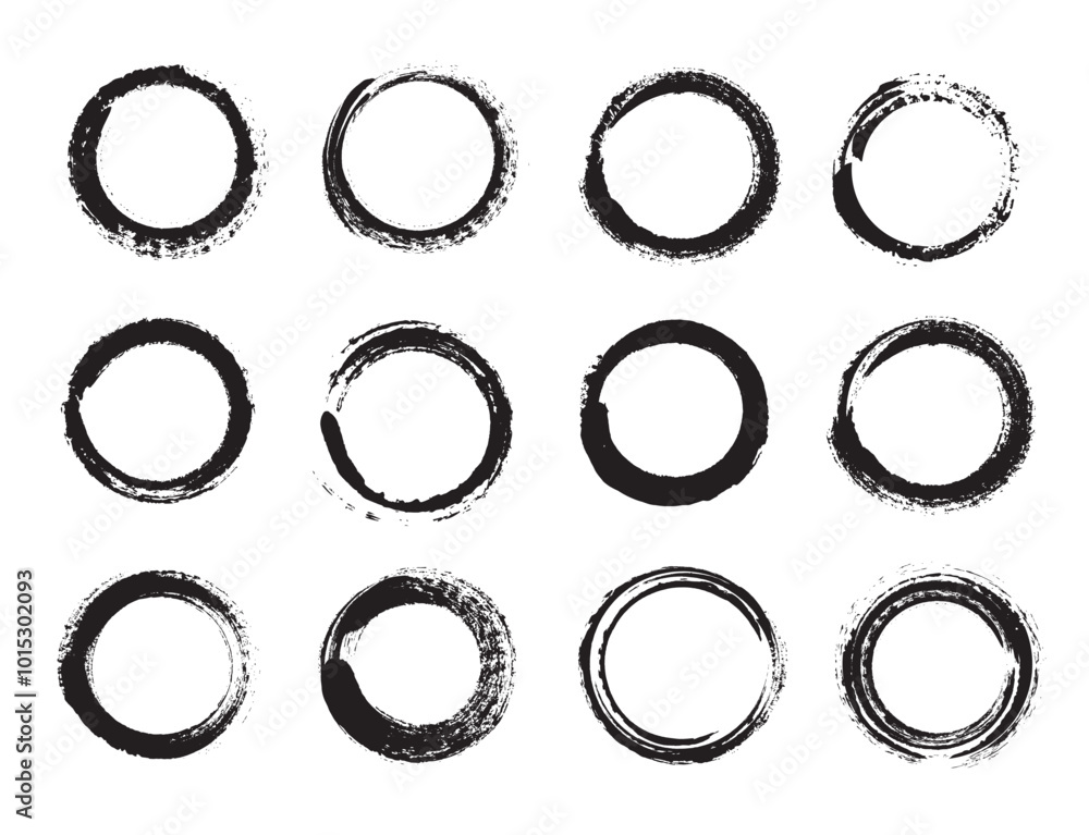 Black grunge circles shapes on a white background Black grunge circles shapes on a white background