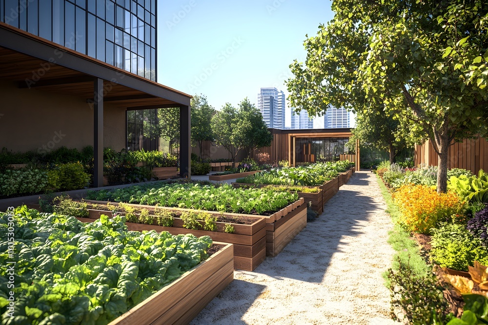 Fototapeta premium Sustainable urban farming rooftop