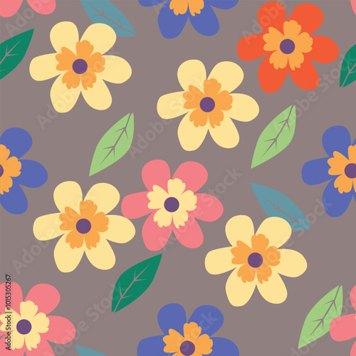 Wallpaper Mural Seamless pattern with floral motifs. Vector illustration. Torontodigital.ca