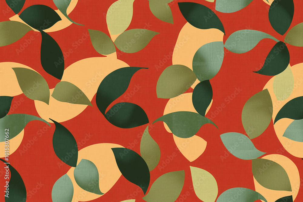 Fototapeta premium Seamless repetitive pattern background of abstract geometric shapes in terracotta and olive tones 