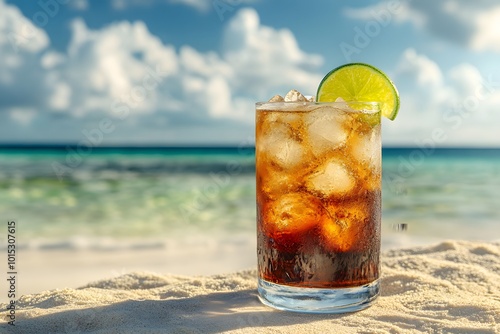 Dark 'n' stormy cocktail beachside