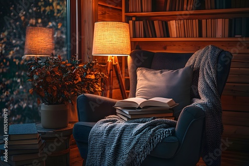 Hygge cozy reading lamp photo