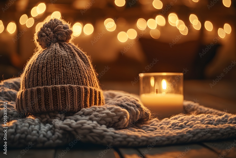 Obraz premium Hygge cozy woolen hat