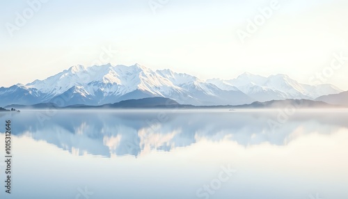 Wallpaper Mural Serene Snow-Capped Mountains Reflected in Light Blue Lake - 16:9 Aspect Ratio Torontodigital.ca