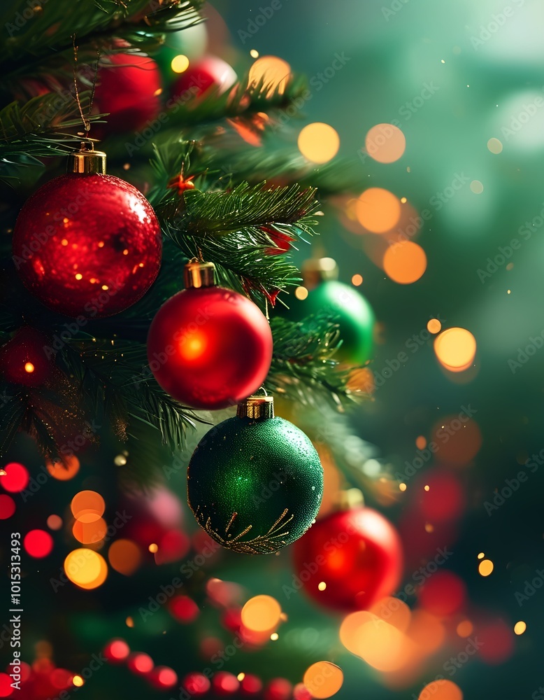 New Year bokeh effect in red, yellow, green shades New Year bokeh effect in red, yellow, green shades