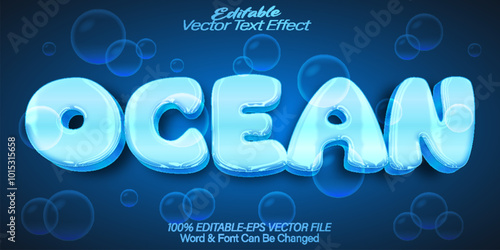 Ocean Vector Text Effect Editable Alphabet Sea Blue Aqua Underwater Fish