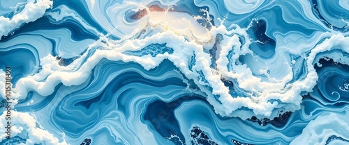 Abstract Ocean Wave with Swirling Pattern