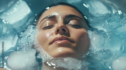 Woman Relaxing In Ice Bath