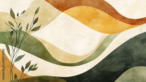 Serene Landscape with Rolling Hills and Vibrant Sun