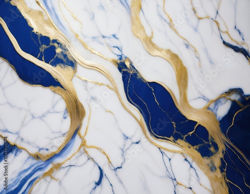Elegant white marble texture with subtle golden and blue veins may used as a background