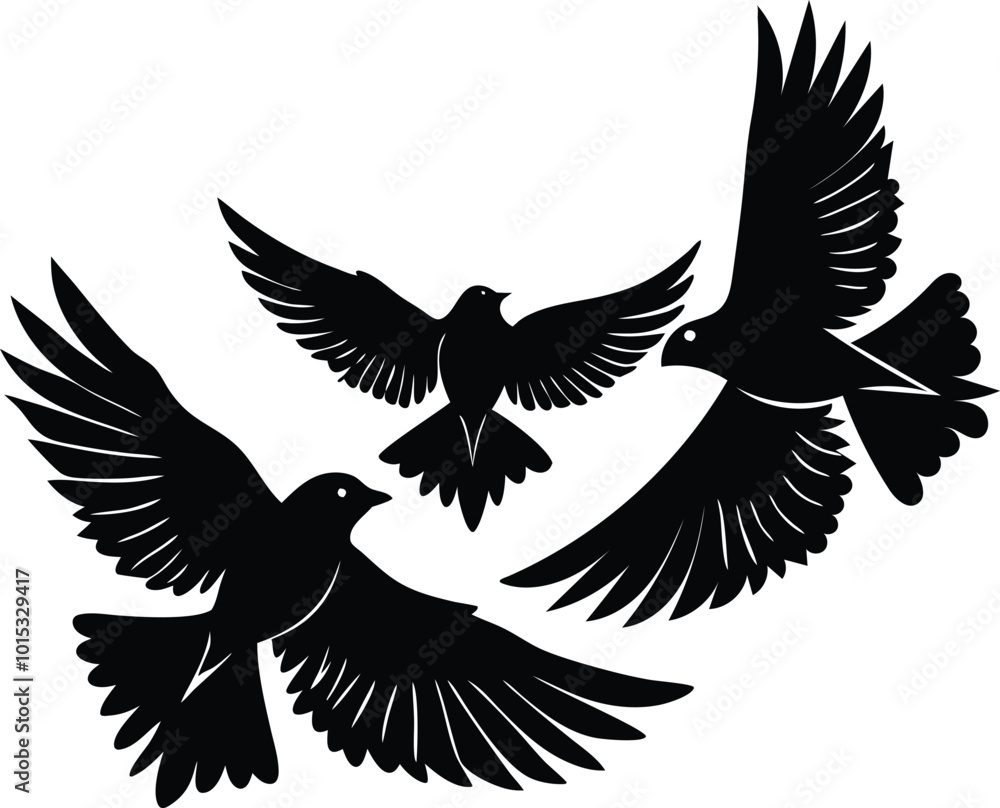 Fototapeta premium Birds have flown silhouette vector art .eps